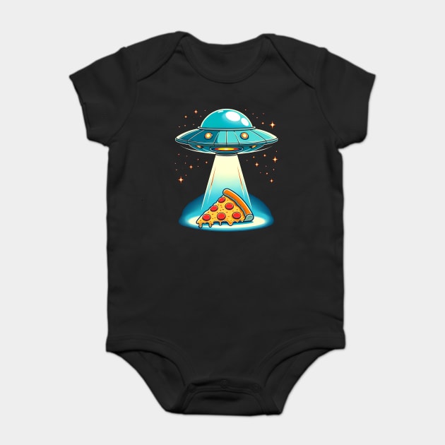 Funny Pizza Ufo, Pizza Lover Baby Bodysuit by logiamerch